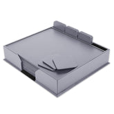 12 Seat Gray Leather Conference Room Set w/ Square Coasters